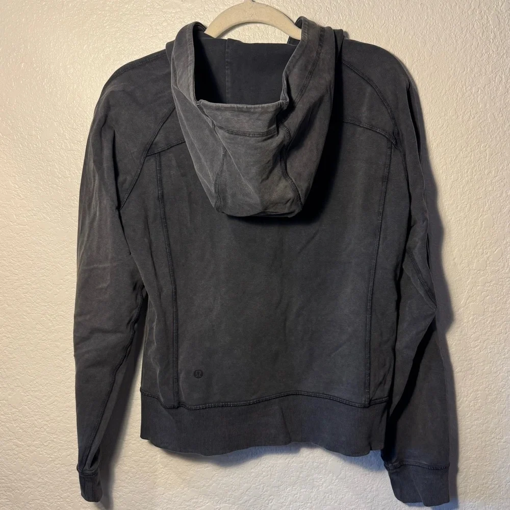 Lululemon Stonewash Gray Black Athletic Zip Front Hoodie Size 6 Used